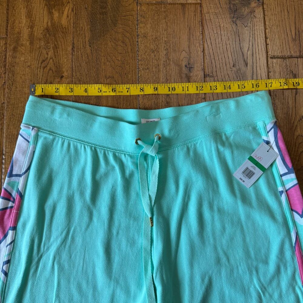 Crown & Ivy Beach Half Zip Shirt XL & Capri L Mint Pink Umbrella Active Wear Set - Picture 4 of 13